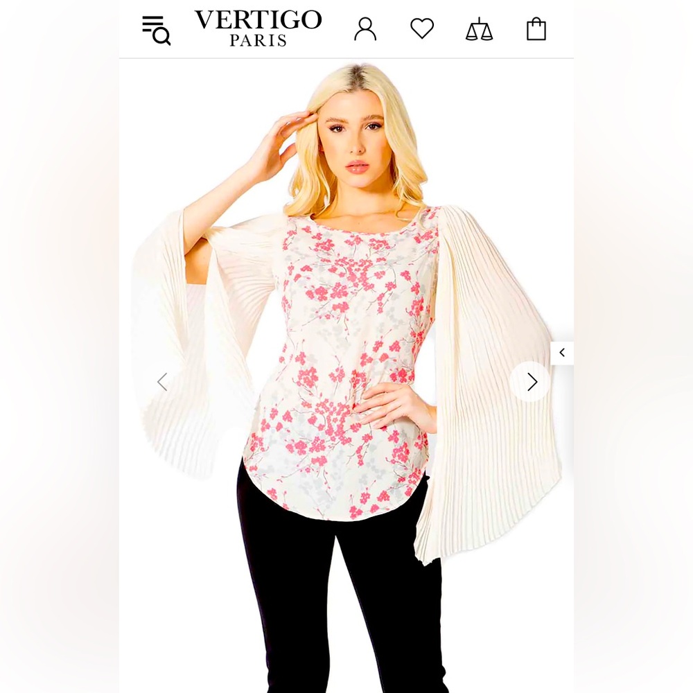 Vartigo Paris Pleated Sleeve Blouse